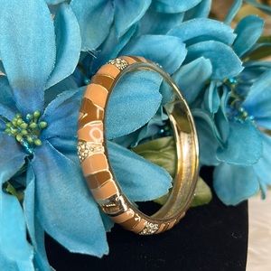 NWOT Nordstrom Sequin Bracelet Brown, Tan God with Rhinestones Open Clasp